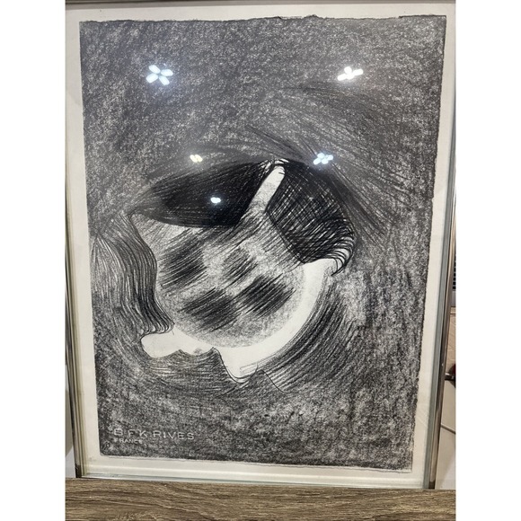 Vintage Rare BFK Rives Print. Framed Matted. Signed